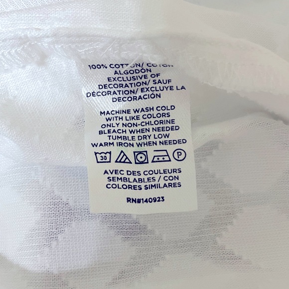 New LOFT White Cotton Romantic Ruffled Prairie Button Down Shirt Medium - Picture 12 of 12